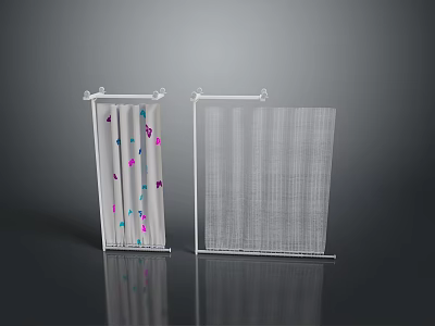 White Framed Decorative Screens With Colorful Patterns And Grid Transparent Panel 3d model