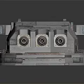 Detailed Industrial Mechanical Turret Featuring Multi Barrel Cannon And Metal Structure Design