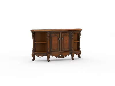 Classic Wooden Sideboard With Carved Details Double Doors And Storage Space 3d model