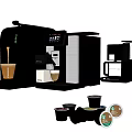Modern Stylish Kitchen Appliances With Automatic Coffee Machine Milk Frother Coffee Cups And Capsules