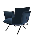 Blue Upholstered Single Sofa With Modern Metal Legs And Comfortable Design 3d model