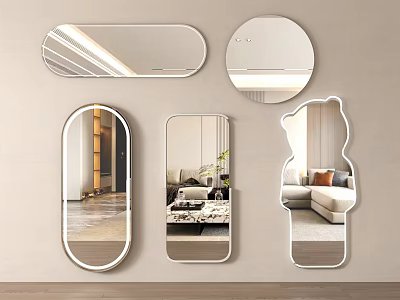 Various Shaped Modern Mirrors for Elegant Interior Wall Decor Design 3d model