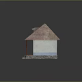 Traditional Small House With Thatched Roof Wooden Frame And White Walls Stone Foundation