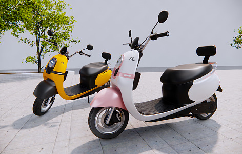 Modern motorcycle electric car 3d model