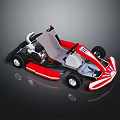 Red And White Go Kart With Open Structure Seat Engine And Wheels 3d model
