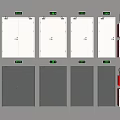 Various Double Doors In White And Gray Colors With Safety Equipment
