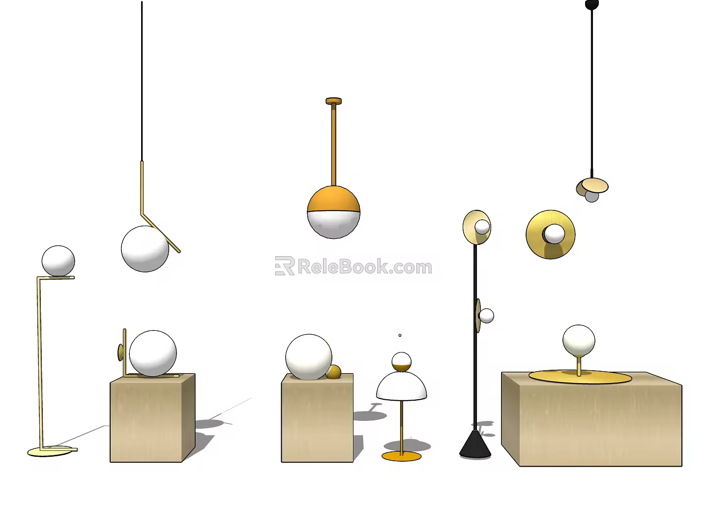 Modern lamp combination table lamp chandelier floor lamp combination 3d model