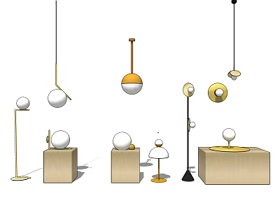Modern lamp combination table lamp chandelier floor lamp combination 3d model