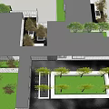 Modern Residential Landscape With Trees Stone Pavement And Modern Architecture Courtyard Design