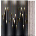 Modern Wooden Background Wall Design With Vertical Slats And Built-in Lights