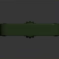 Shovel With Green Handle And Metal Blade On Dark Reflective Surface