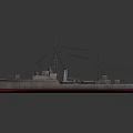 Vintage Warship 3D Model with Mast Structure Cannon Details and Hull Design on Smooth Surface