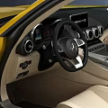 Yellow Mercedes-Benz Convertible Car With Open Top And Sporty Front Grille Headlights