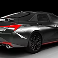 Black Hyundai Sporty Sedan With Red Accents And Alloy Wheels Design