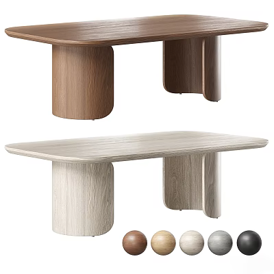 Rounded Edge Solid Wood Tea Table And Chair Set With Multiple Color Choices For Homes 3d model