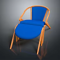 Modern Blue Padded Leisure Chair With Light Wooden Curved Frame Design