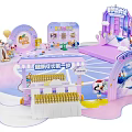 Children's Growth Ceremony Decorated With Circular Pink Purple Stage And Cartoon Elements