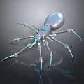 Mechanical Spider With Metallic Body Blue Glowing Accents And Sharp Legs