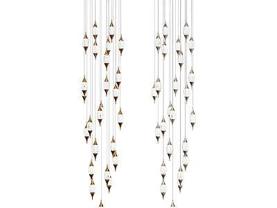 Modern Hanging Chandelier With Multiple Metal Glass Droplet Pendants For Interior Decor 3d model
