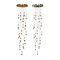 Modern Hanging Chandelier With Multiple Metal Glass Droplet Pendants For Interior Decor