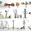 Colorful Playground Equipment With Animal Shaped Spring Riders And Outdoor Fitness Gear