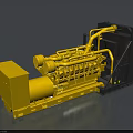 Yellow Heavy Duty Diesel Engine For Industrial Use With Pipes And Radiator