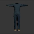 Long Sleeve Blue Sweater With Blue Pants And Brown Shoes Casual Outfit