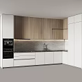 Modern Kitchen Interior Design With Wooden And White Cabinets Appliances And Tiled Backsplash