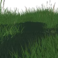 Natural Waterfront Landscape with Green Grass Clear Water and Red Fish Swimming