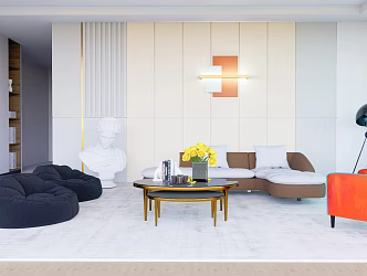 Light Luxury Living Room Sofa Coffee Table Combination 3d model
