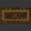 Ornate Dark Brown Decorative Box With Intricate Carved Patterns And Gold Accents