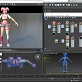 Game and Movie Character With Pink Hair White Top Red Heart Denim Shorts Red Boots