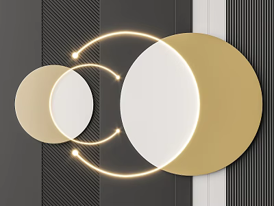 Modern Wall Decor With Circular Shapes And Glowing Rings 3d model