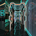 KTV Corridor With Cyberpunk Style Neon Lights And Futuristic Design