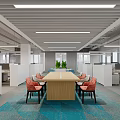 Modern Office Interior With Open Workspace Large Windows Green Plants Desks Chairs And Computers