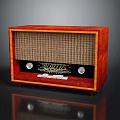 Vintage Radio With Red Wooden Case Mesh Front Panel And Control Knobs 3d model