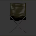 Folding Leisure Chair with Olive Green Canvas Seat and Silver Metal Frame