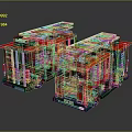 Red Fire Truck Building Block Models With White Ladders Black Wheels And Blue Lights