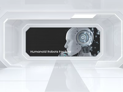 Humanoid Robots Exhibition with Futuristic Design and Digital Interface 3d model