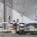 Modern Dining Table and Chair Combination 3d model