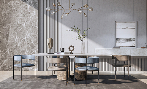 Modern Dining Table and Chair Combination 3d model