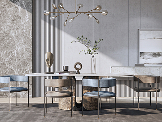 Modern Dining Table and Chair Combination 3d model