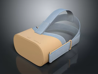 Computer VR Headset with Beige Front And Light Blue Adjustable Strap For Immersive VR Experience 3d model
