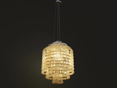 Elegant Modern Crystal Chandelier With Layered Glass Design And Illuminated Glow 3d model
