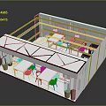 Modern Open Interior Space Design With Two Level Layout Tables Chairs And Railings