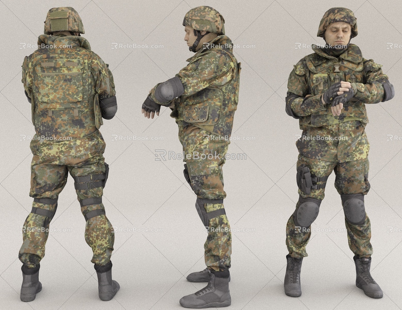 Passerby figure pedestrian military armed 3d model