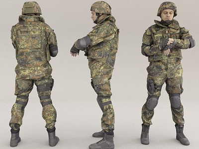 Passerby figure pedestrian military armed 3d model