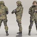 Passerby figure pedestrian military armed 3d model