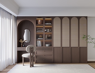 French rattan wardrobe dresser 3d model