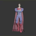 3D Model of Superman With Blue Costume Red Cape and Arms Crossed Pose